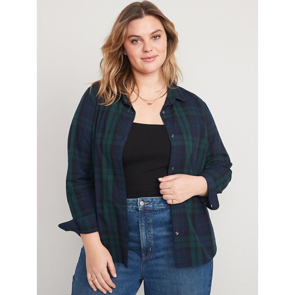 OLD NAVY Green Tartan Plaid Classic Button-Down Flannel Shirt, NWT! 2X